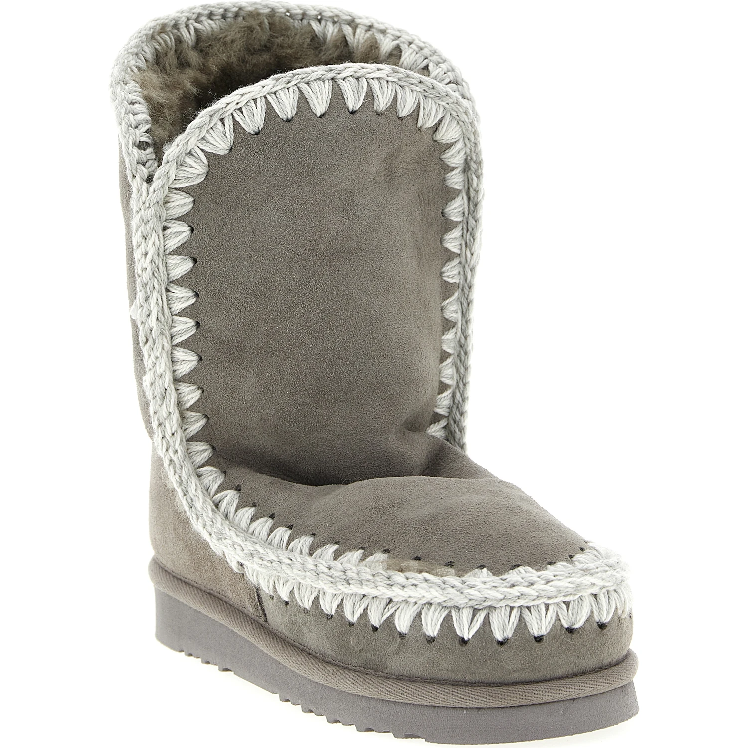Gray Lambskin Ankle Boots