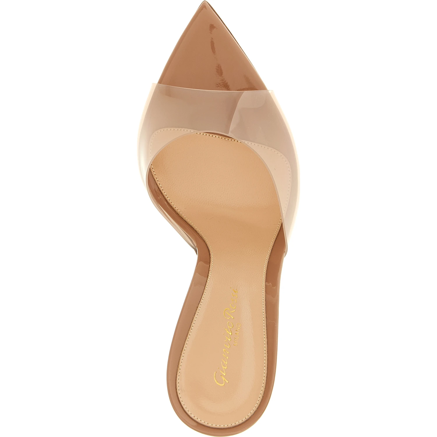 Beige Plastic Stiletto Heel Sandals