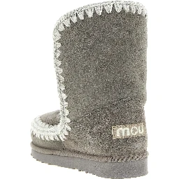 Gray Lambskin Ankle Boots