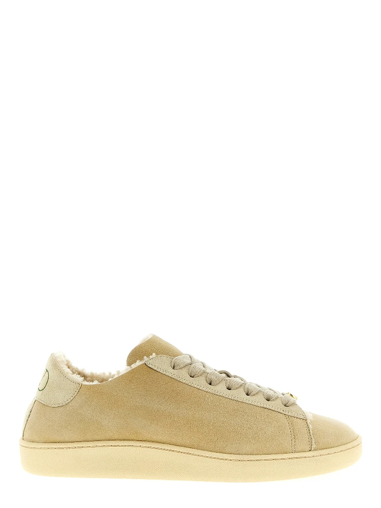 Beige Goatskin Low Top Sneakers
