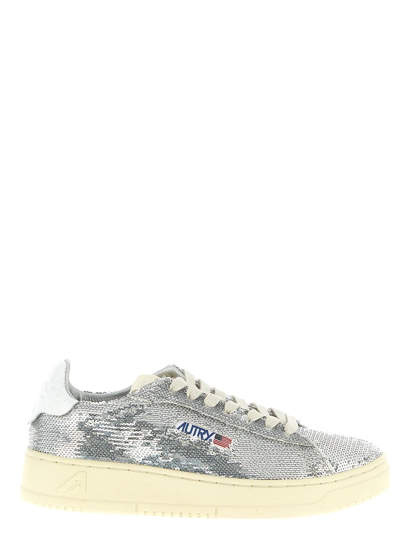 Silver Polyester Low Top Sneakers