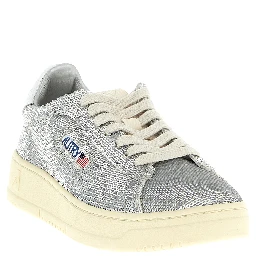 Silver Polyester Low Top Sneakers