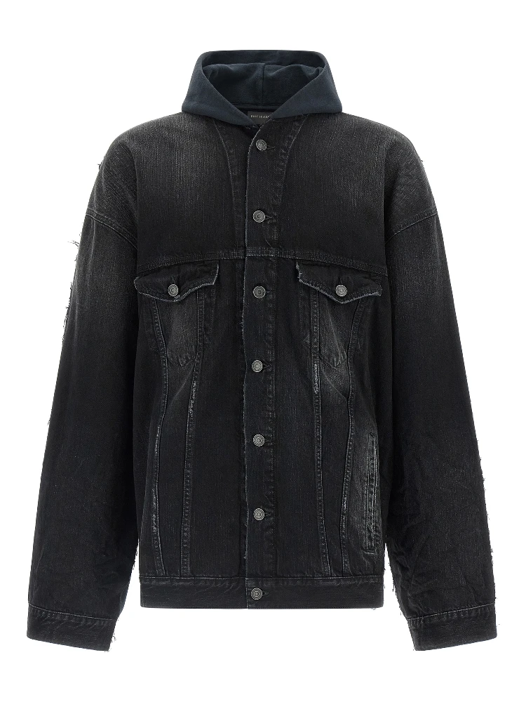 Black Cotton Denim Jacket