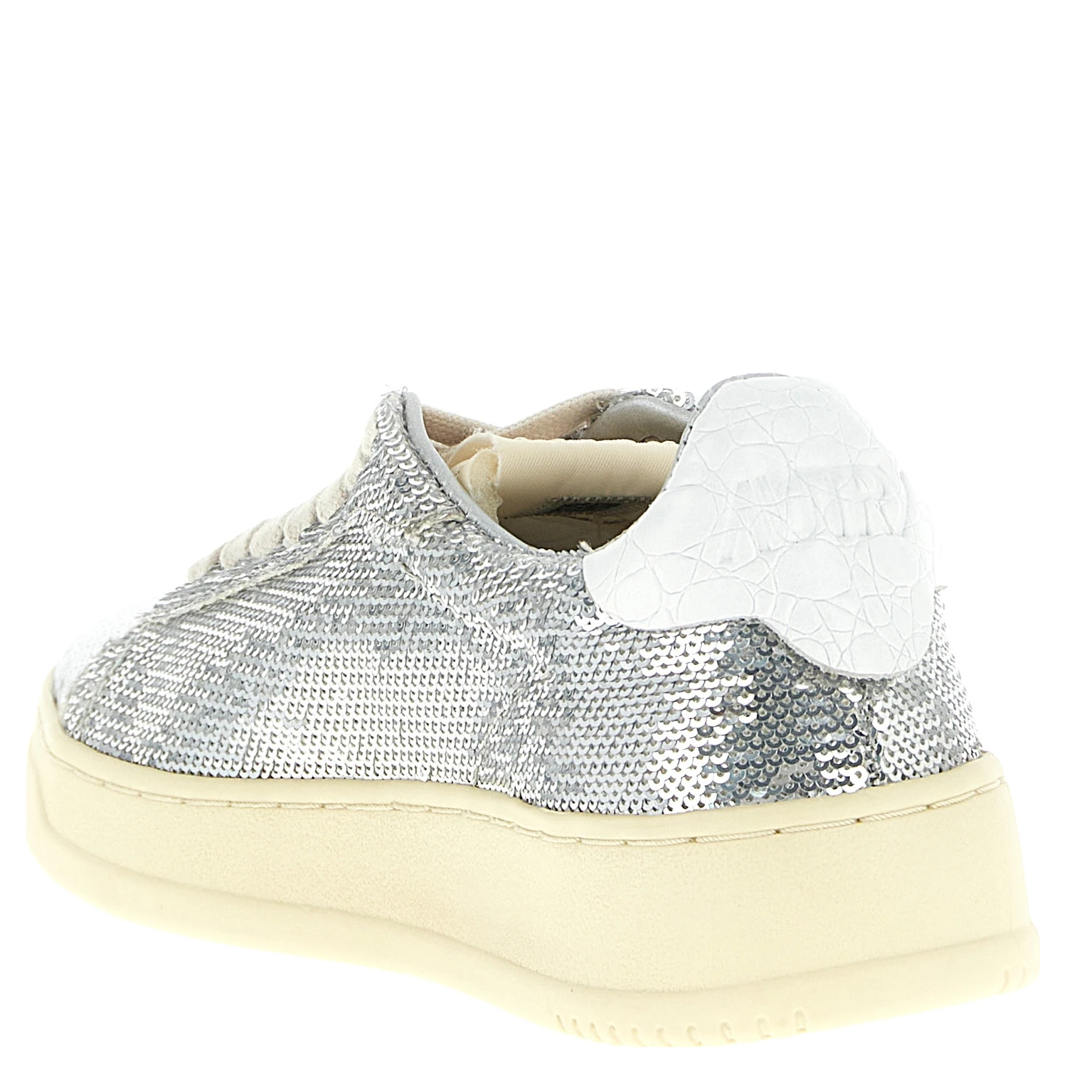 Silver Polyester Low Top Sneakers