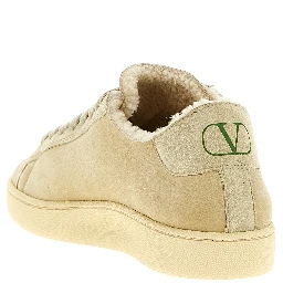 Beige Goatskin Low Top Sneakers