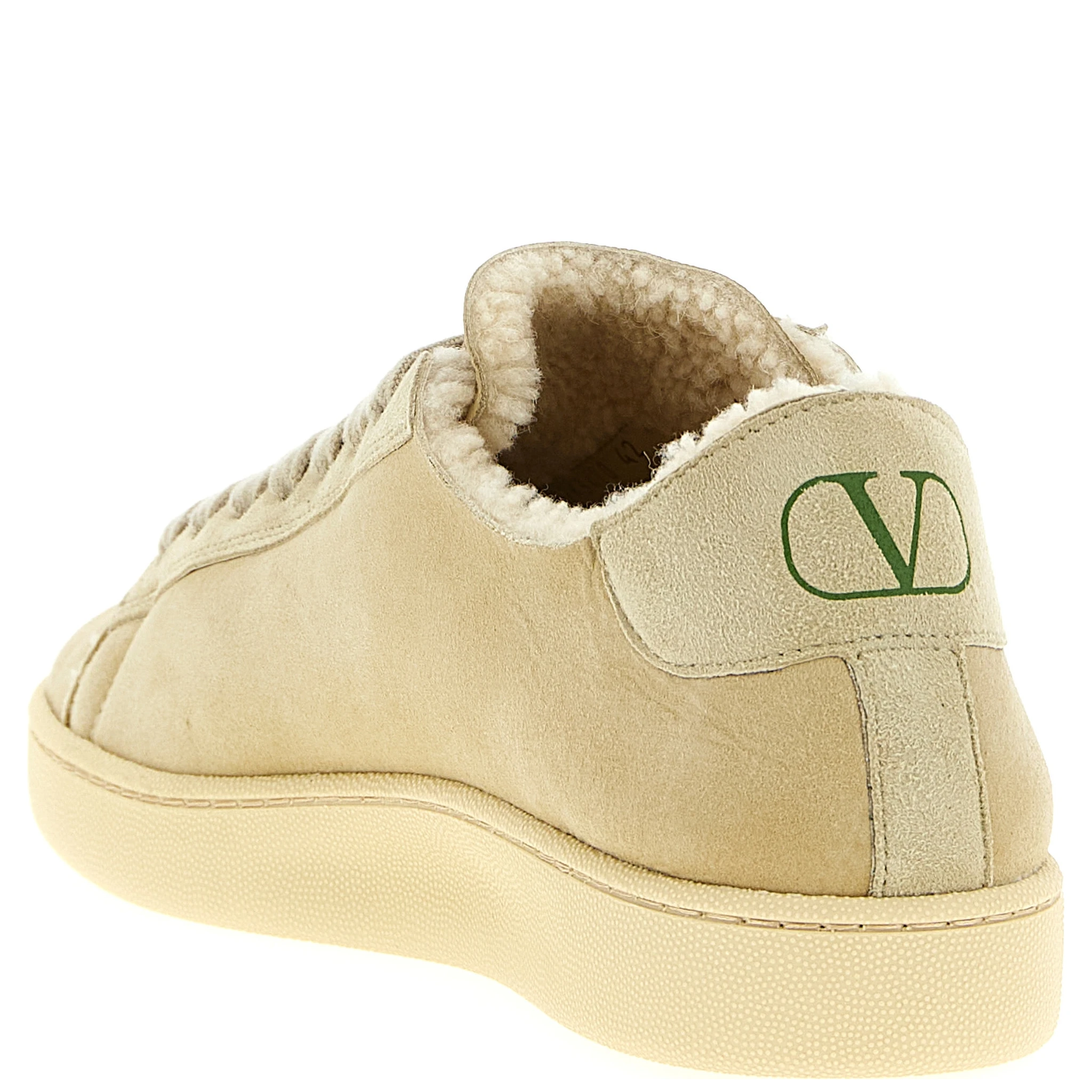 Beige Goatskin Low Top Sneakers