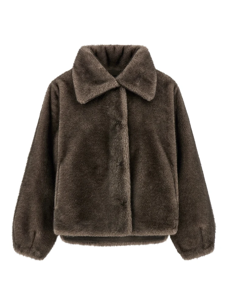 Brown Polyamide Full-Length Jacket