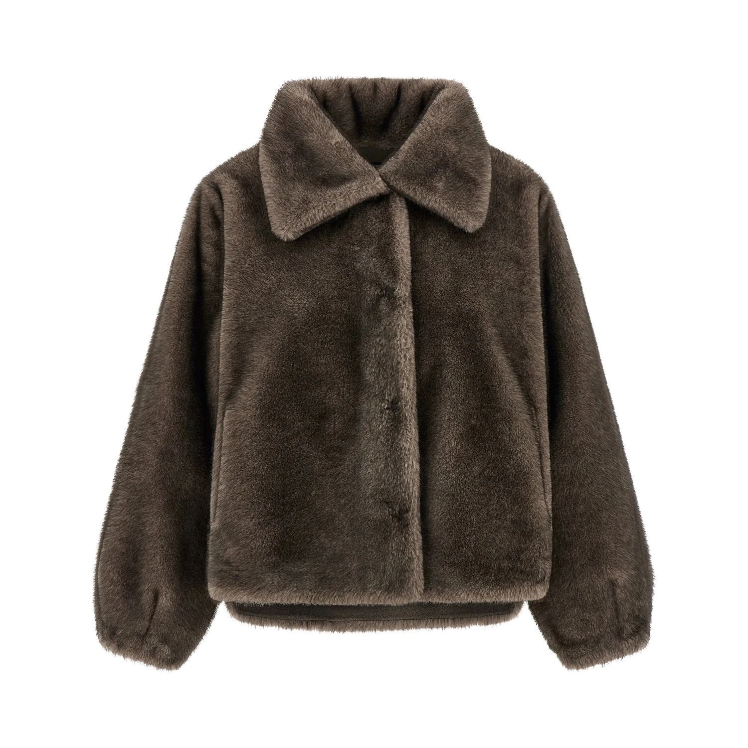Brown Polyamide Full-Length Jacket
