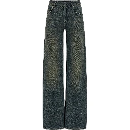 Blue Cotton Flared Jeans