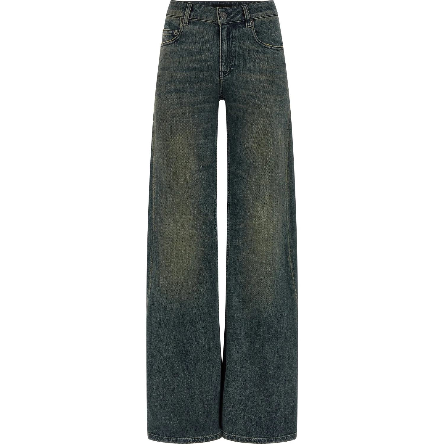 Blue Cotton Flared Jeans