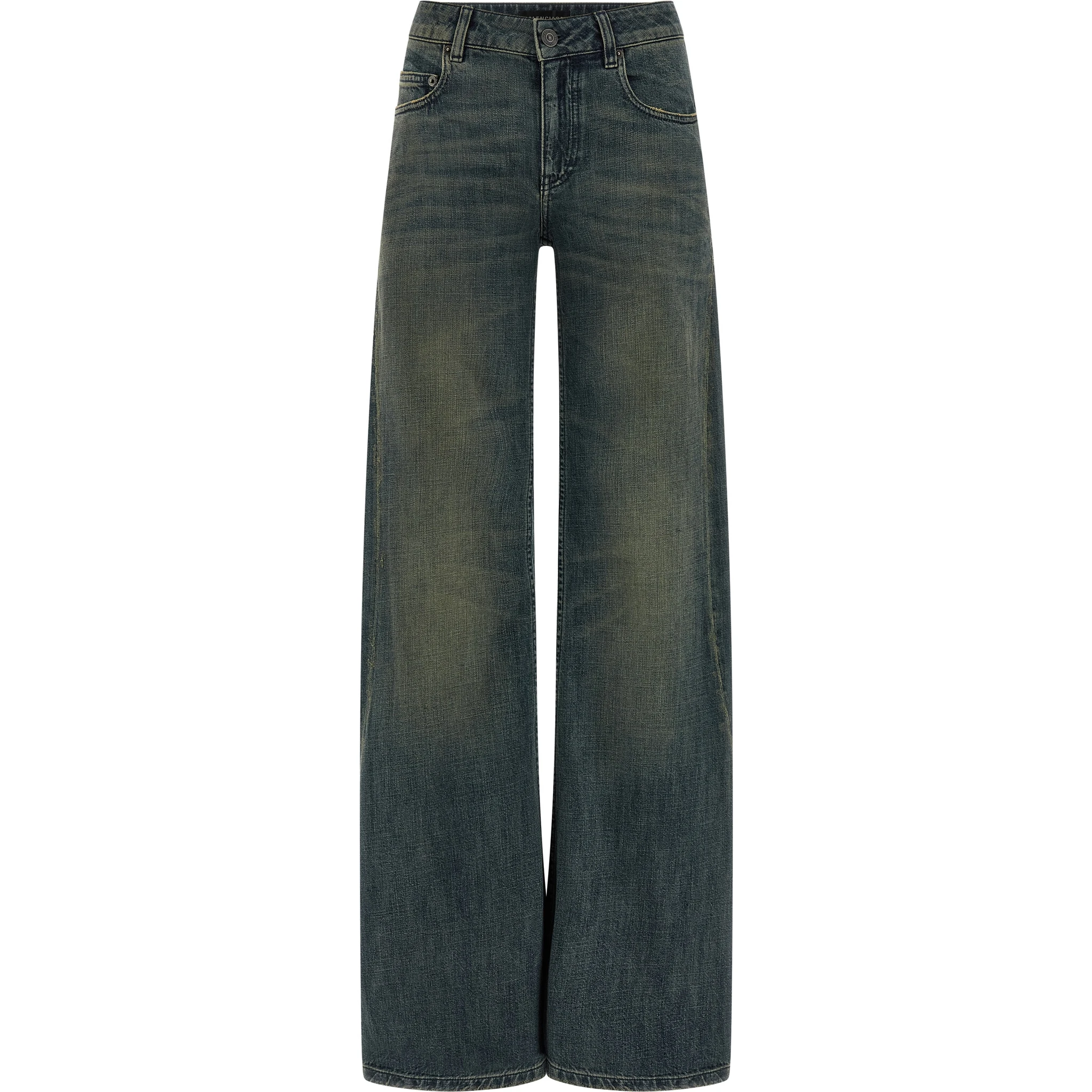 Blue Cotton Flared Jeans