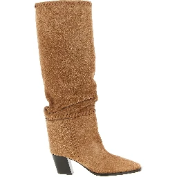 Beige Leather Over The Knee