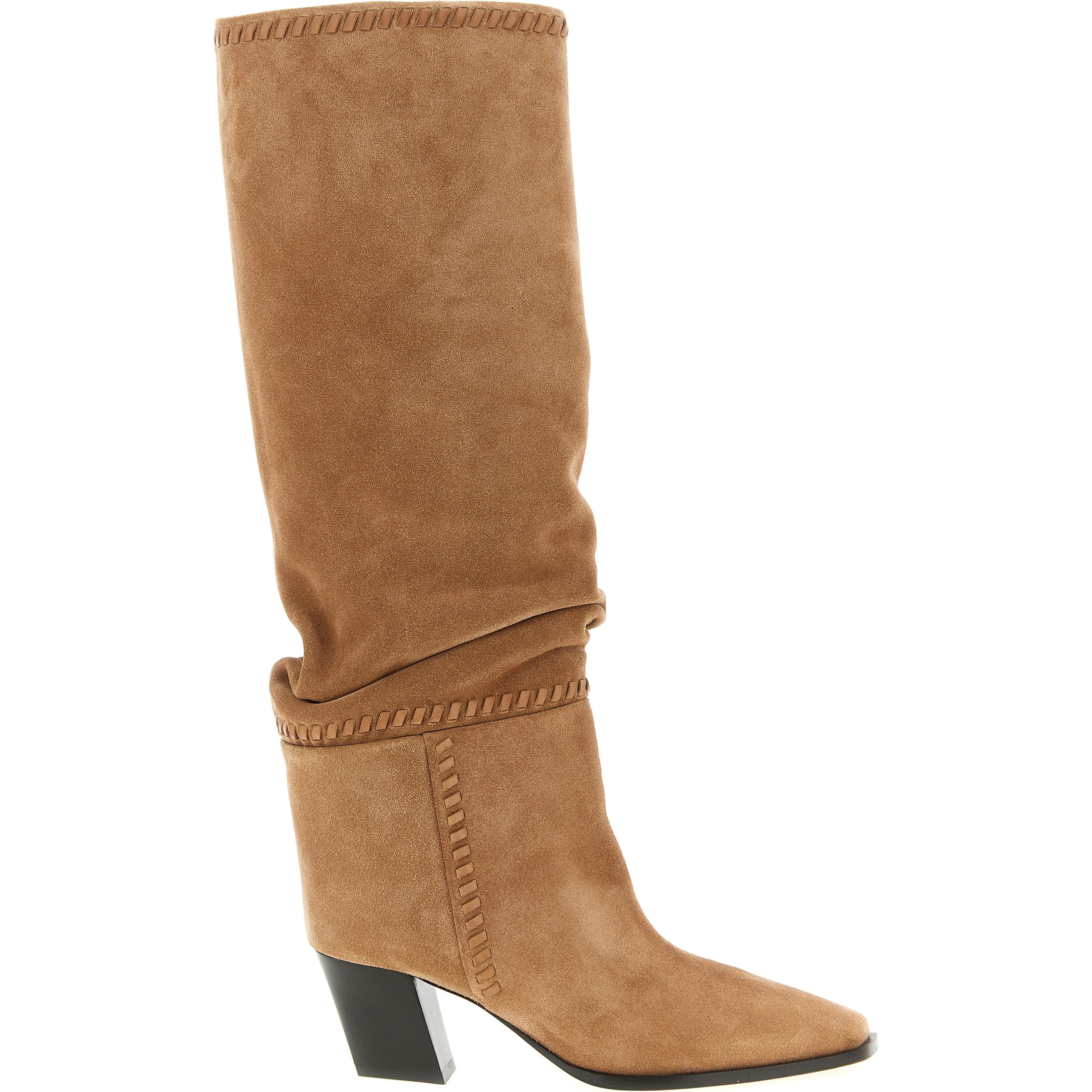 Beige Leather Over The Knee
