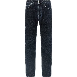 Black Cotton Straight-Leg Jeans
