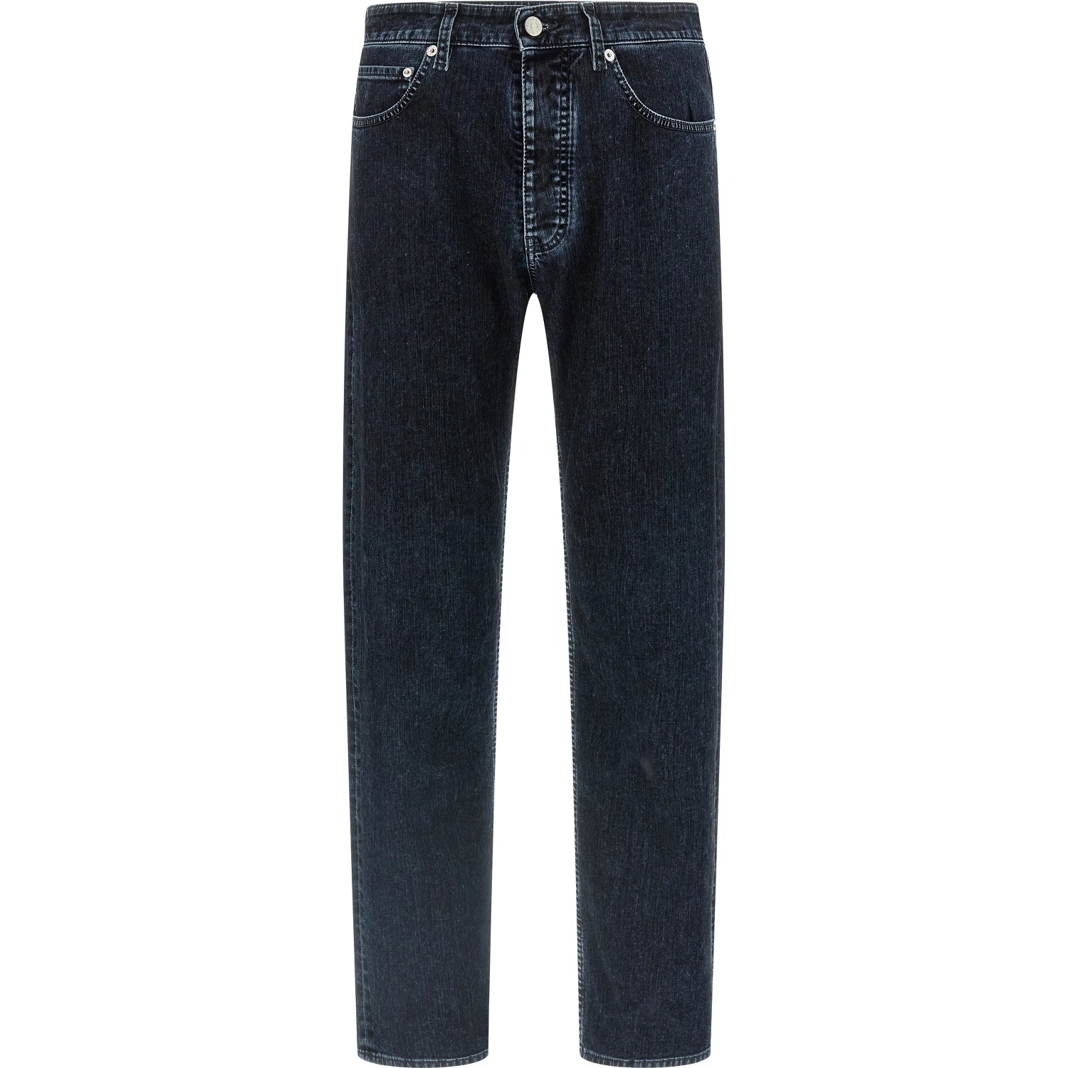 Black Cotton Straight-Leg Jeans