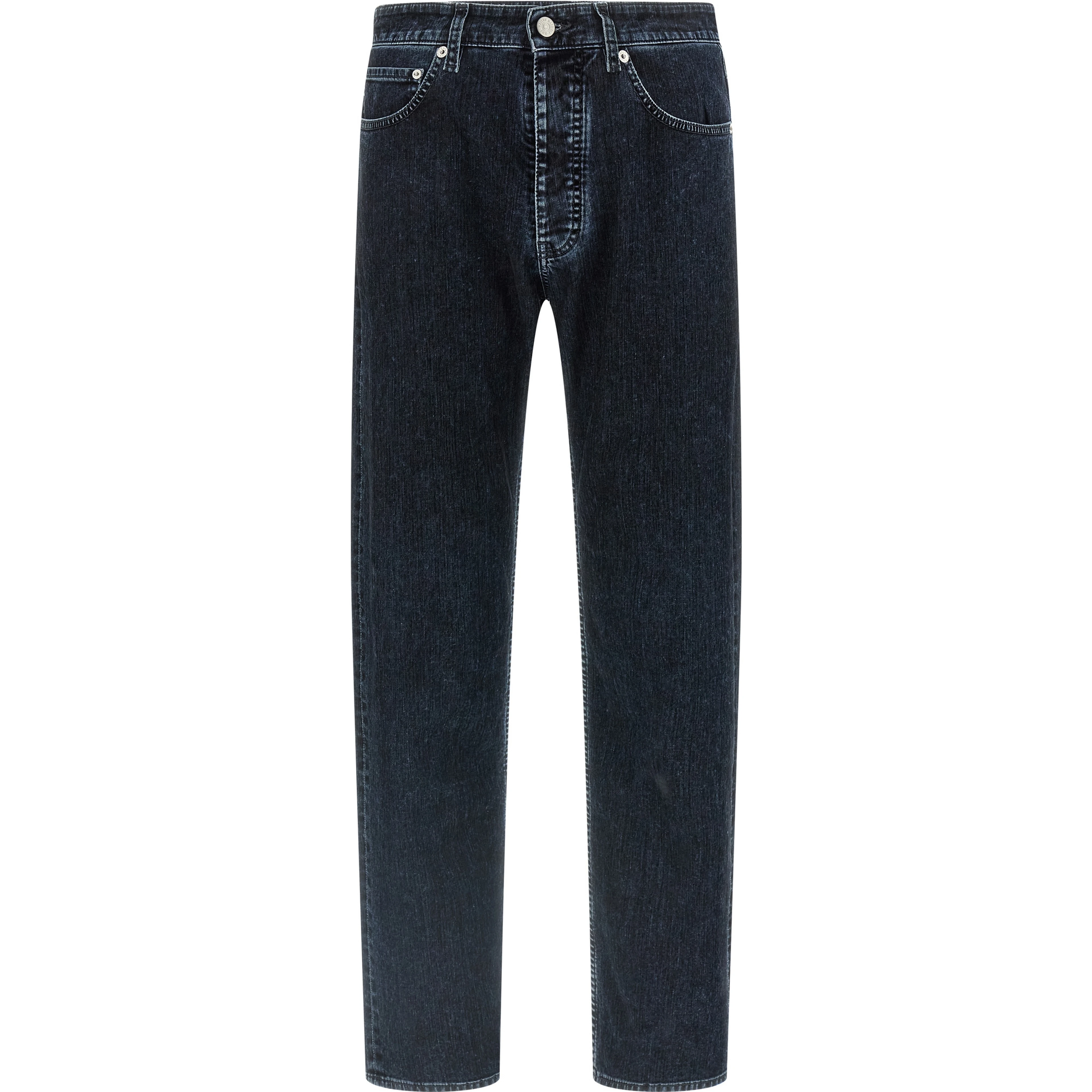Black Cotton Straight-Leg Jeans