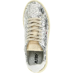Silver Polyester Low Top Sneakers