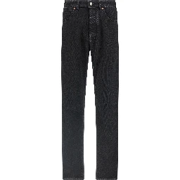 Black Cotton Tapered Jeans