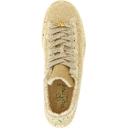 Beige Goatskin Low Top Sneakers