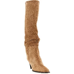 Beige Leather Over The Knee