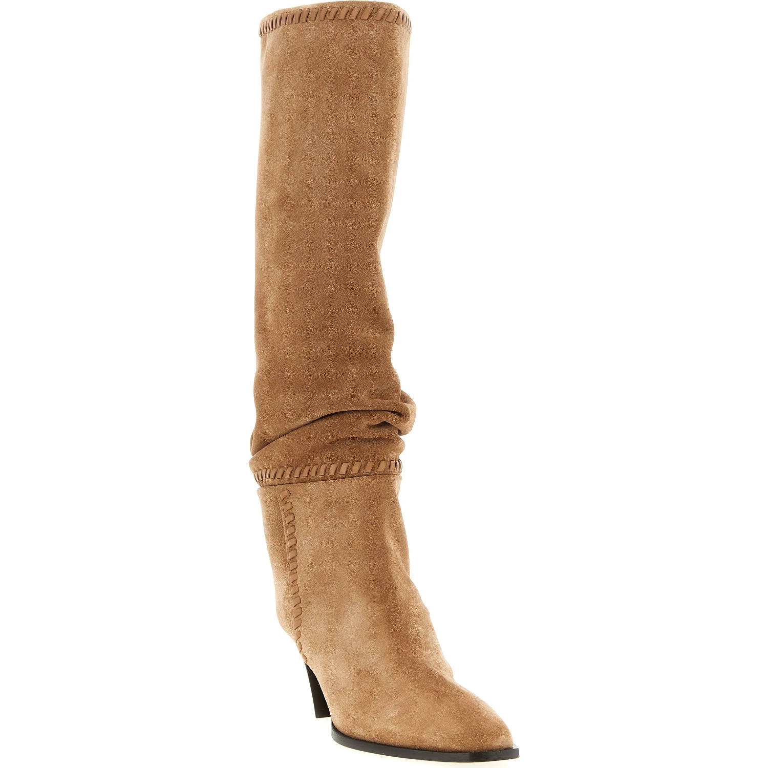 Beige Leather Over The Knee