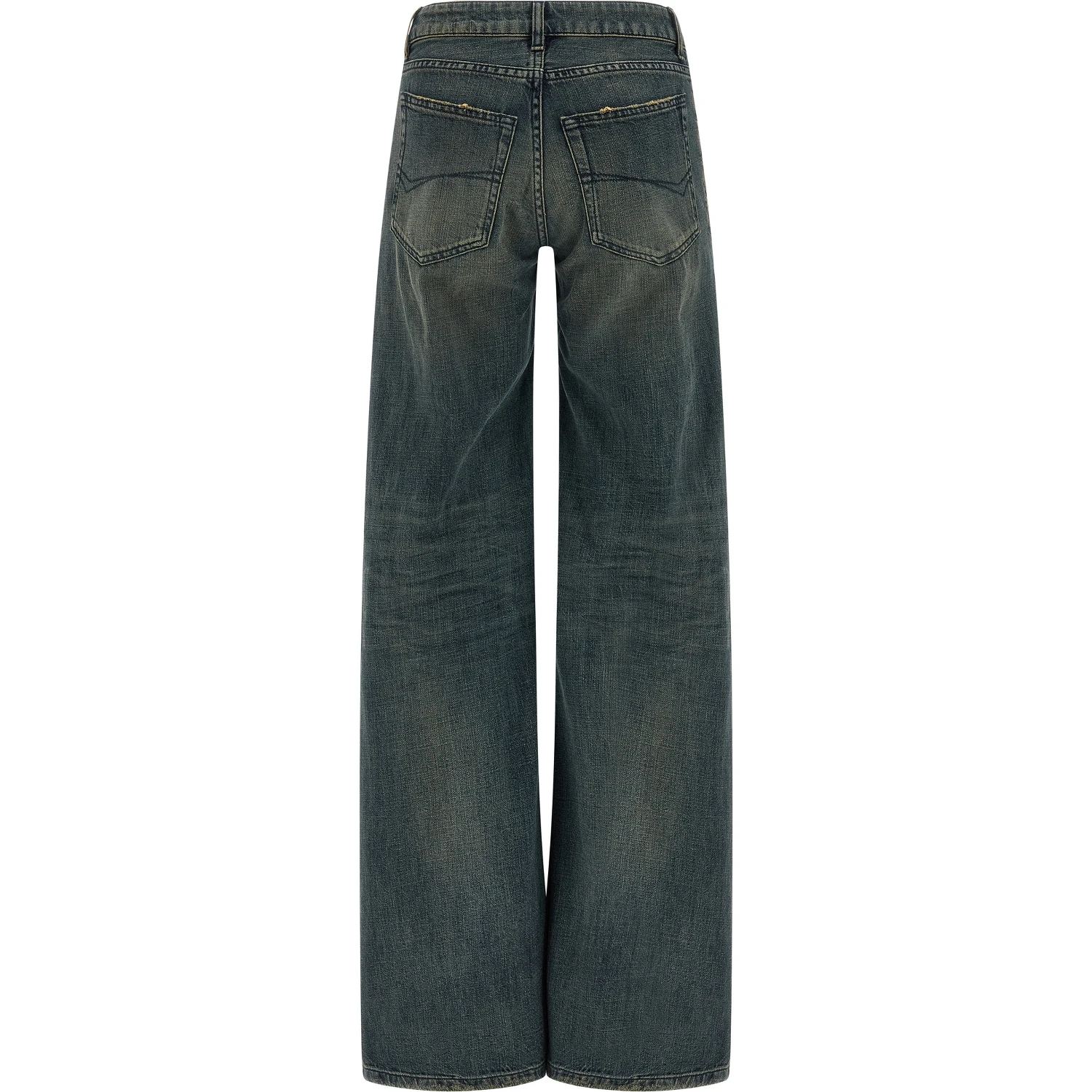 Blue Cotton Flared Jeans