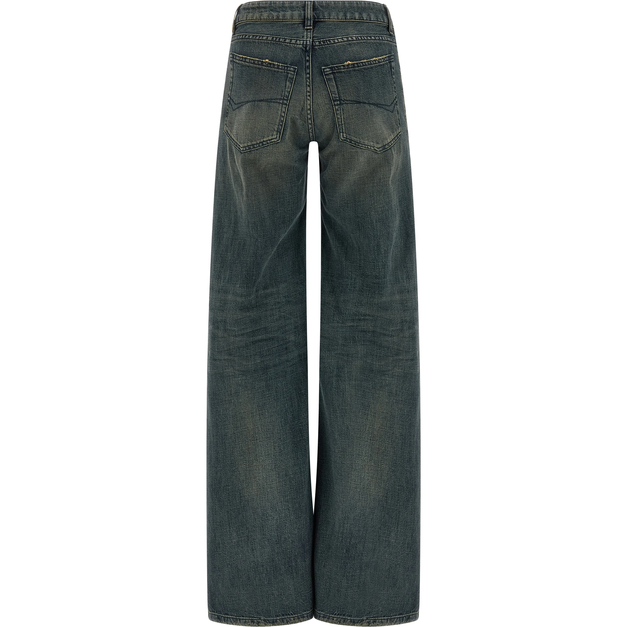 Blue Cotton Flared Jeans
