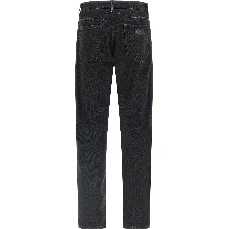Black Cotton Tapered Jeans