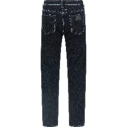 Black Cotton Straight-Leg Jeans