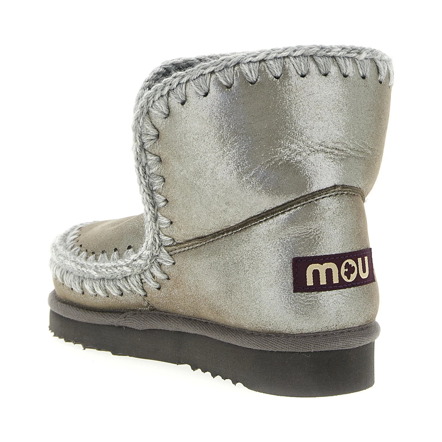 Silver Lambskin Ankle Boots