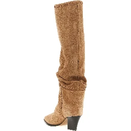 Beige Leather Over The Knee
