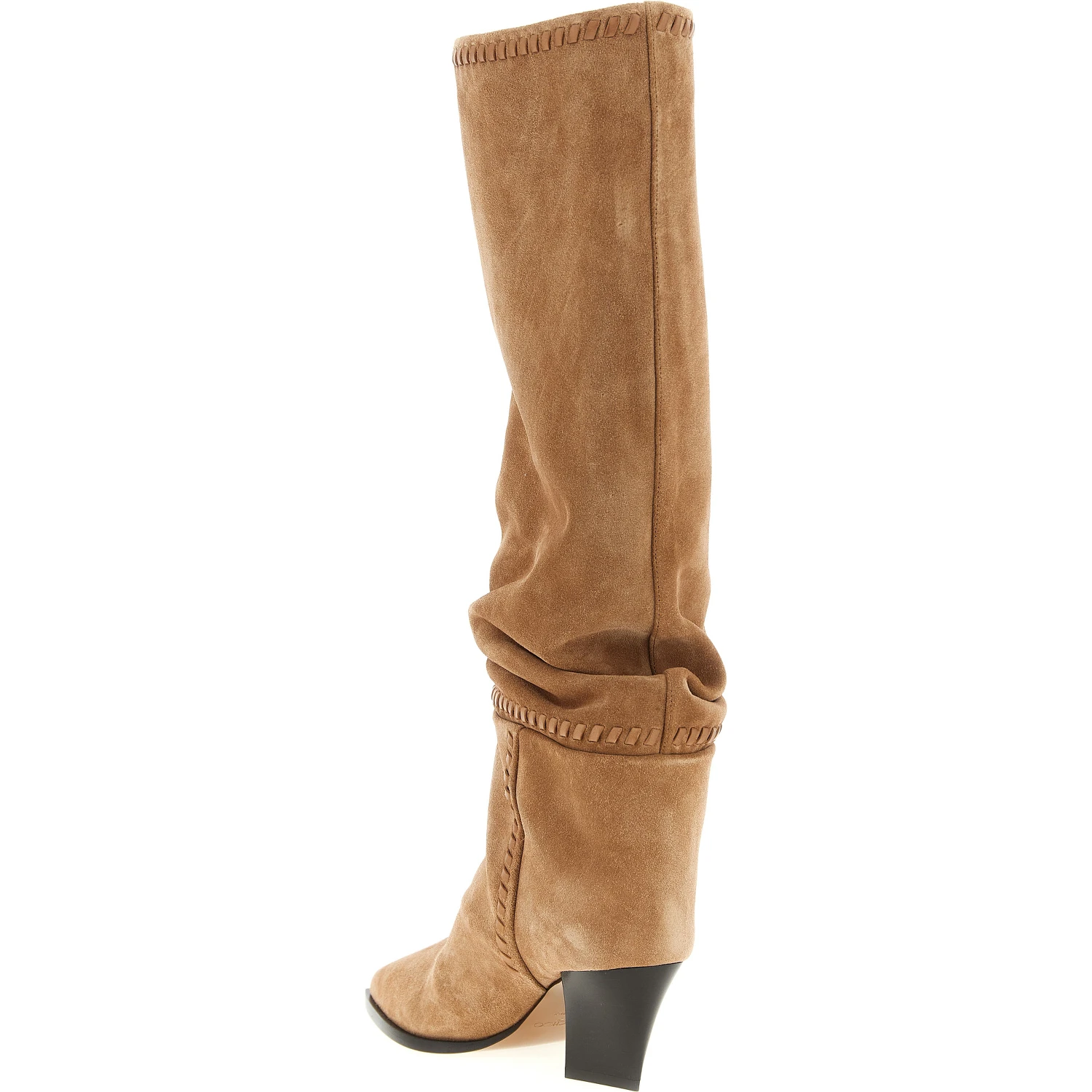 Beige Leather Over The Knee