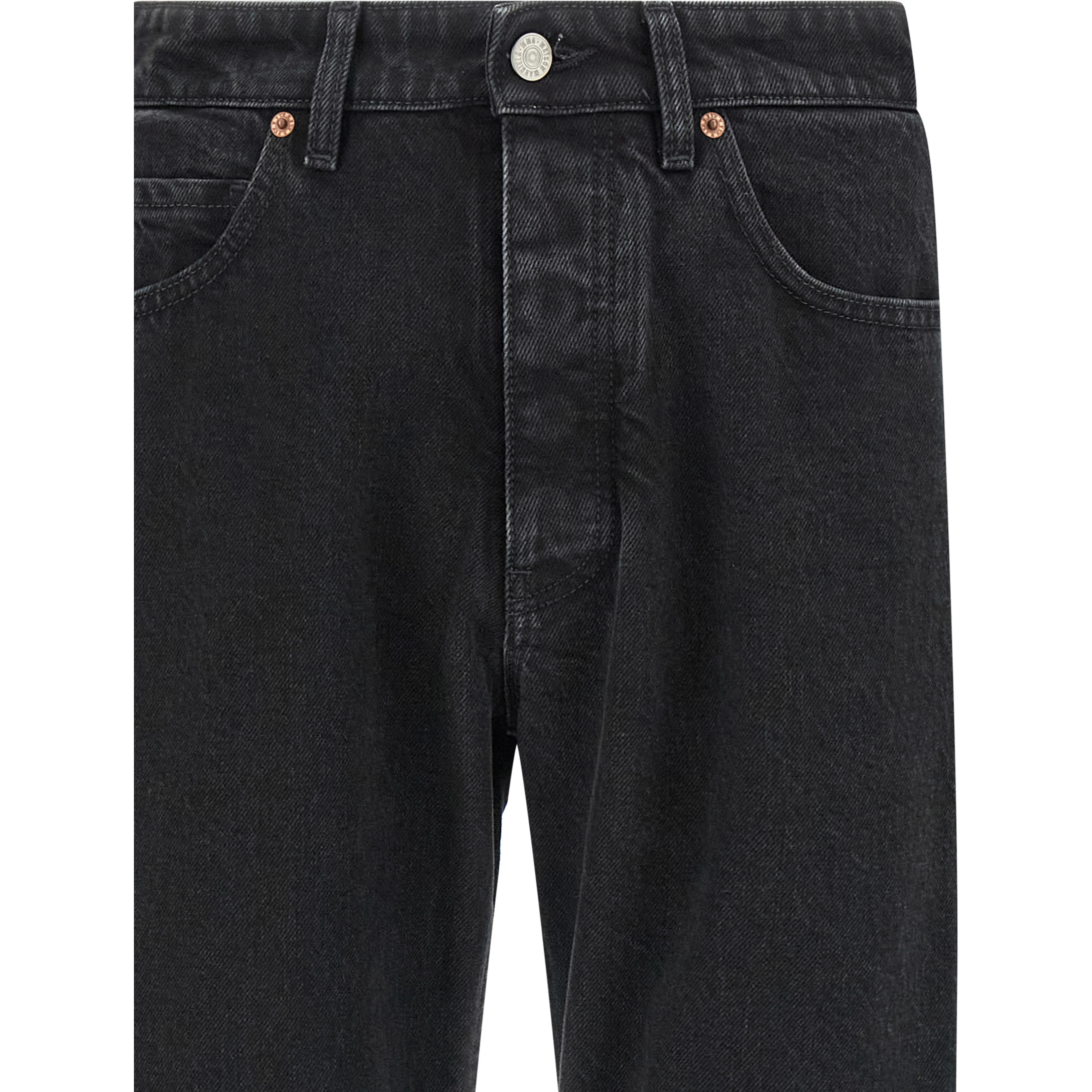 Black Cotton Tapered Jeans