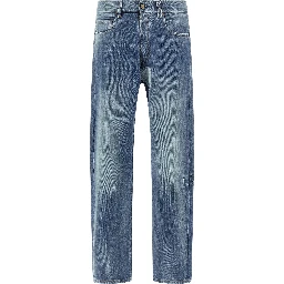 Blue Cotton Straight-Leg Jeans