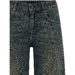 Blue Cotton Flared Jeans