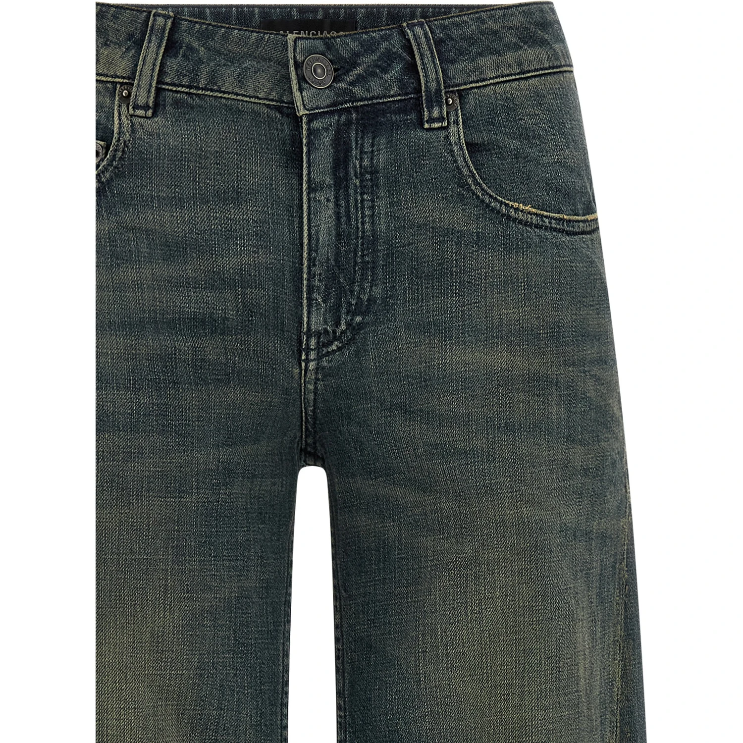 Blue Cotton Flared Jeans