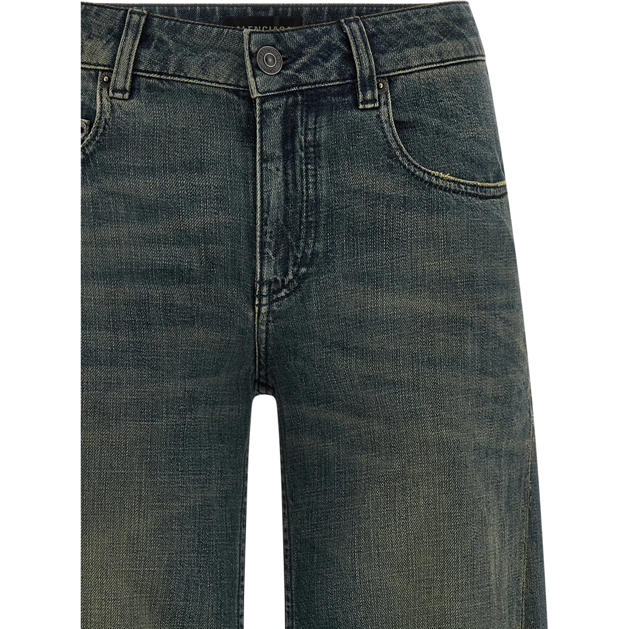 Blue Cotton Flared Jeans