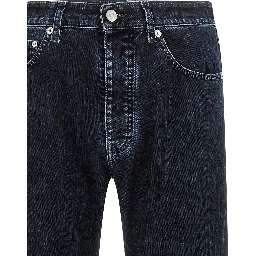 Black Cotton Straight-Leg Jeans