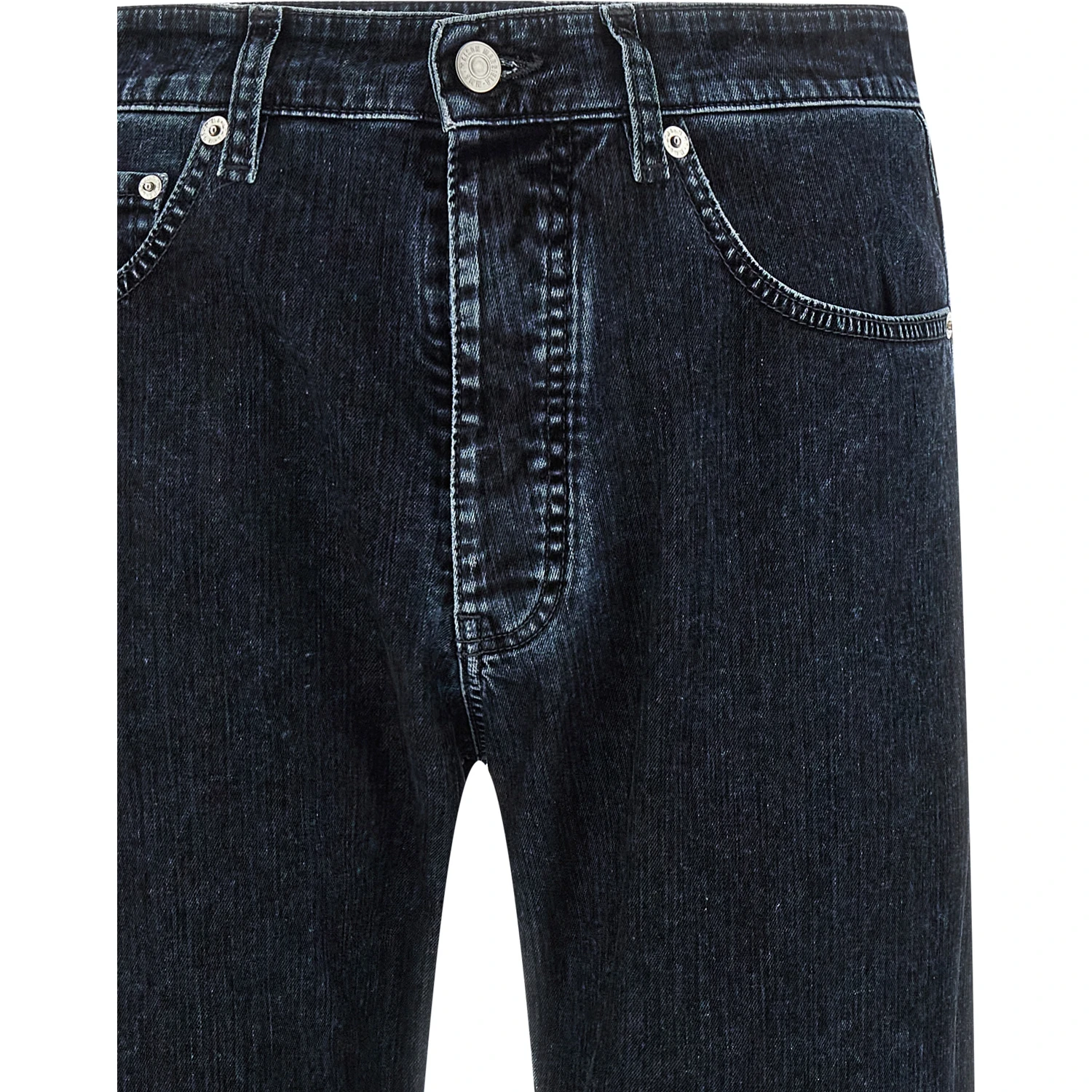 Black Cotton Straight-Leg Jeans