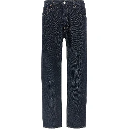 Blue Cotton Straight-Leg Jeans