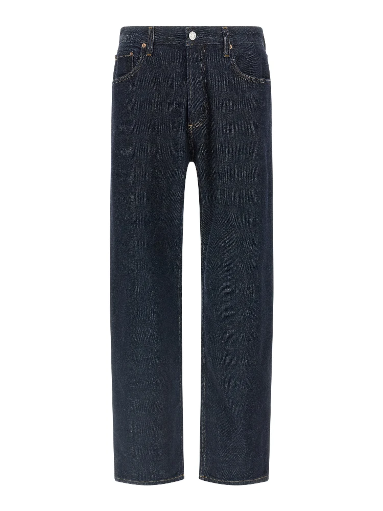Blue Cotton Straight-Leg Jeans