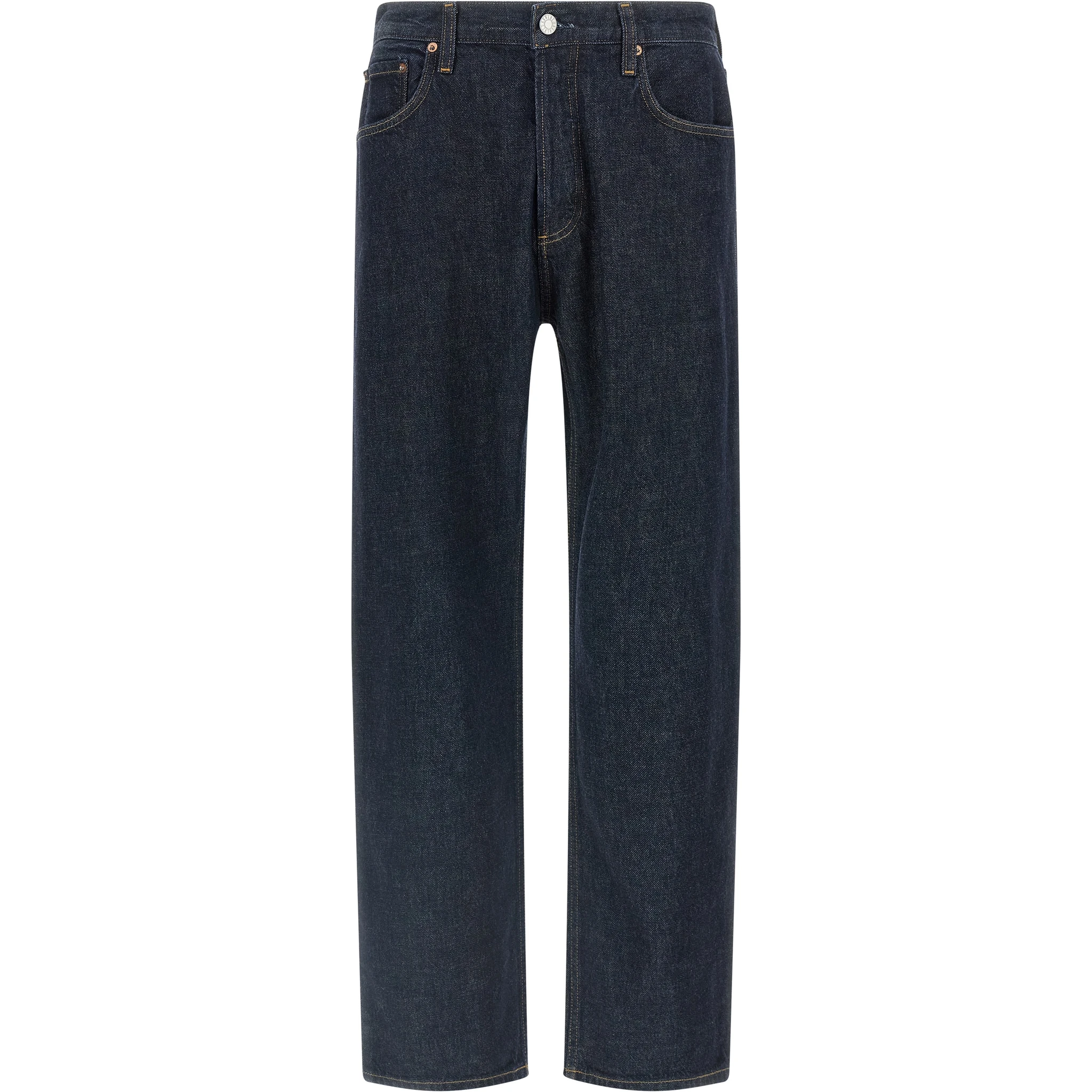 Blue Cotton Straight-Leg Jeans