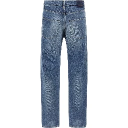Blue Cotton Straight-Leg Jeans