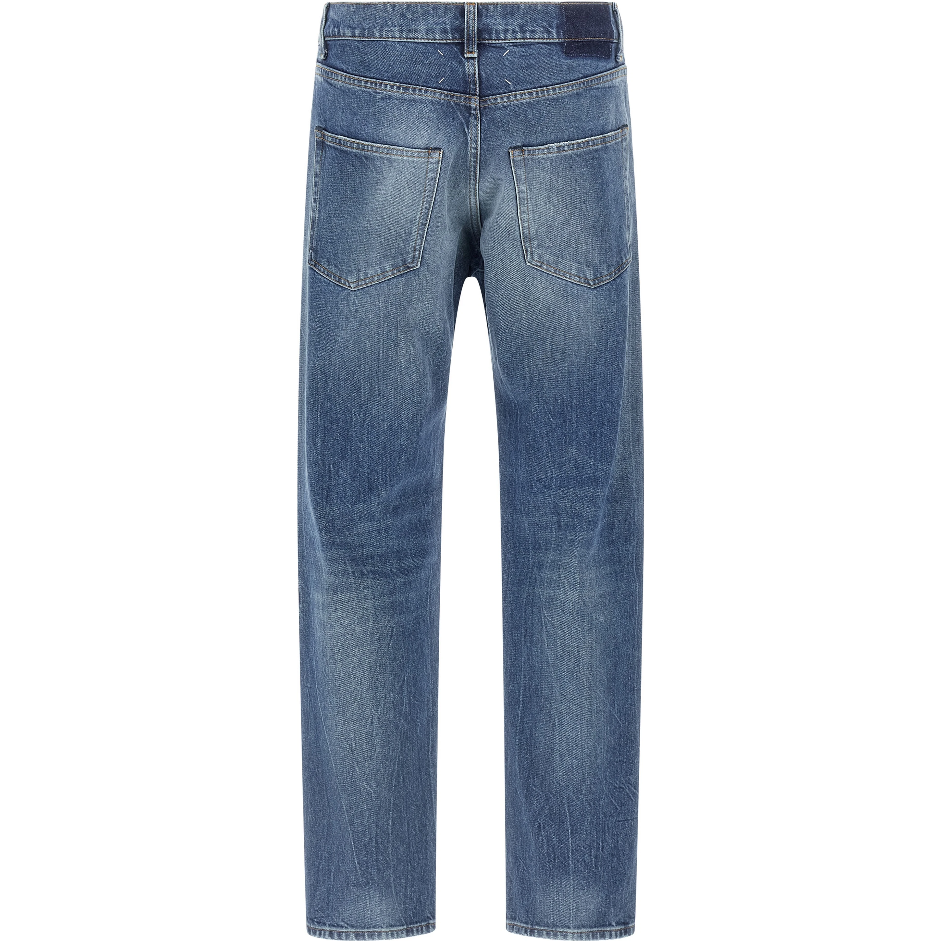 Blue Cotton Straight-Leg Jeans