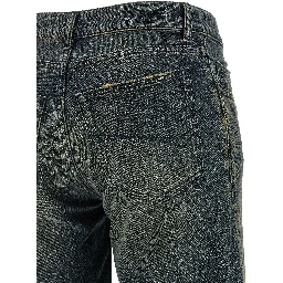 Blue Cotton Flared Jeans