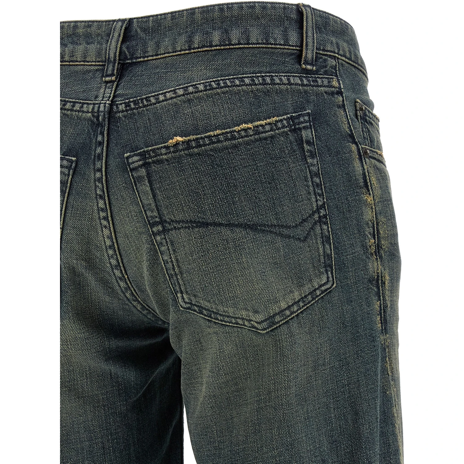 Blue Cotton Flared Jeans