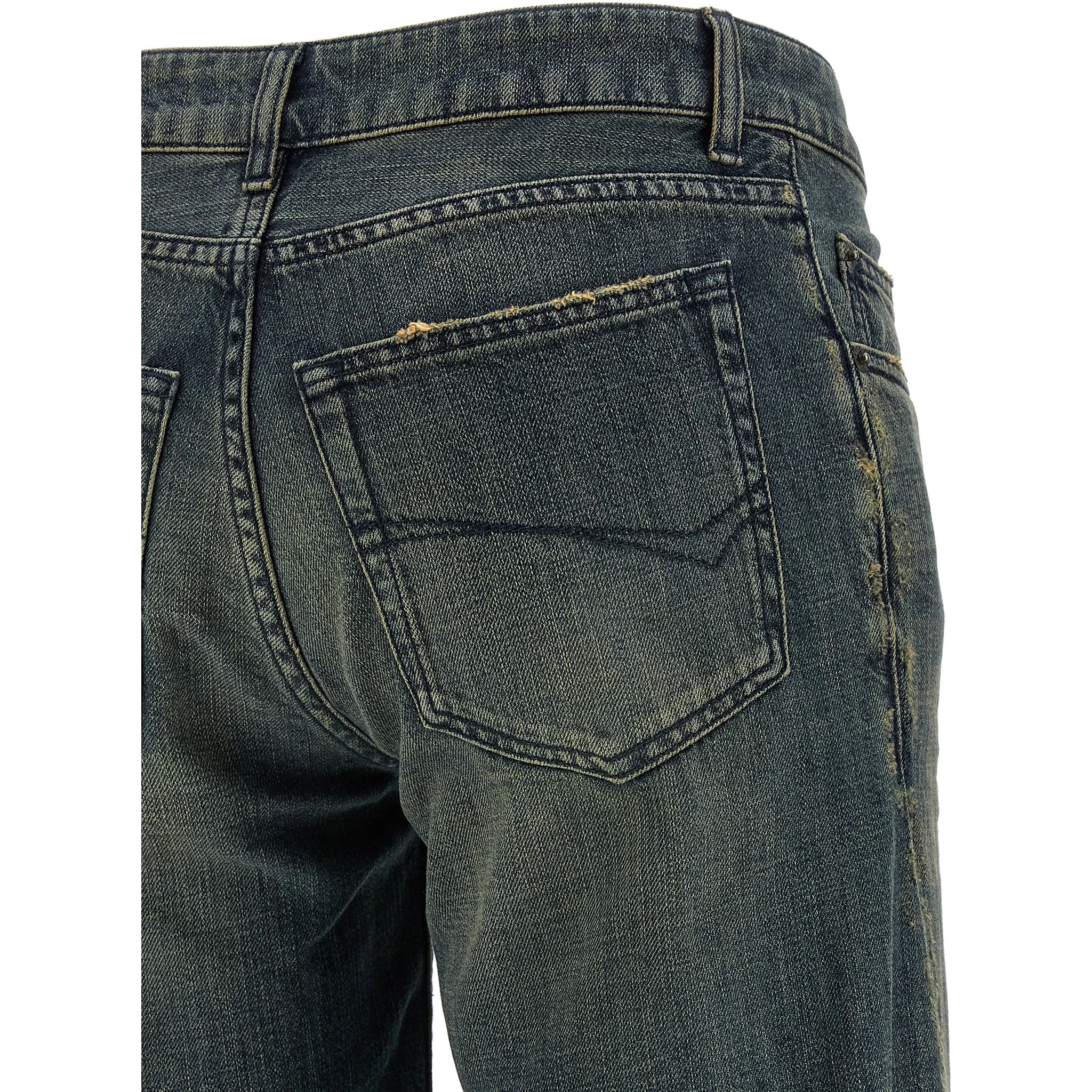 Blue Cotton Flared Jeans
