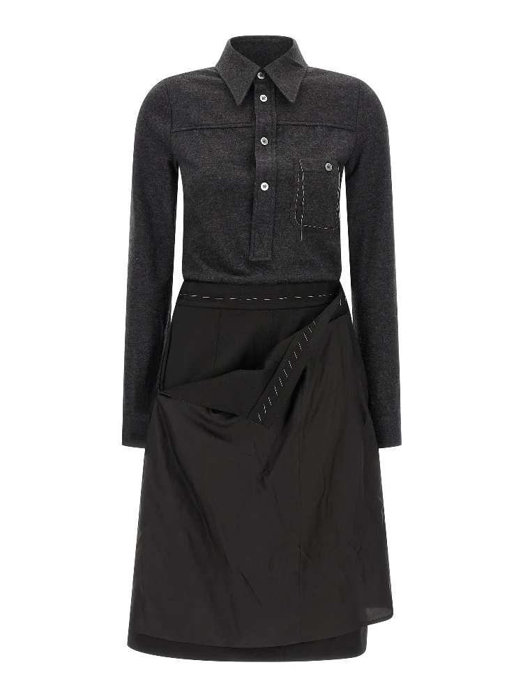Gray Virgin Wool Midi Dress