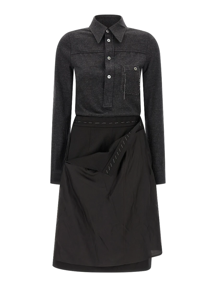 Gray Virgin Wool Midi Dress