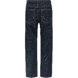 Blue Cotton Straight-Leg Jeans